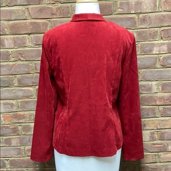 Ellen Fog Red Micro-Fiber Button Front Jacket - Picture 4 of 6